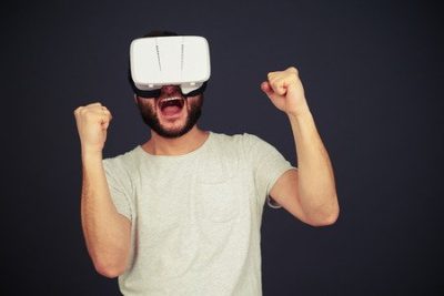 bearded man with vr headset on