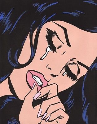 Cartoon Graphic image of a Woman Crying image description