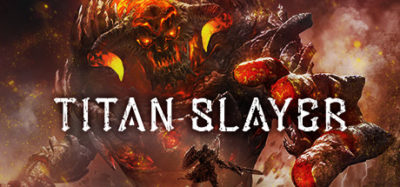 titan slayer review - warrior with sword and shield and titan with fire and smoke