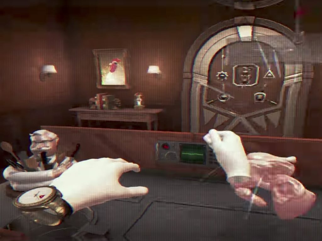 kfc escape room vr hands and chicken