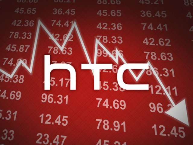 htc stock declie with white arrow on red numbered background