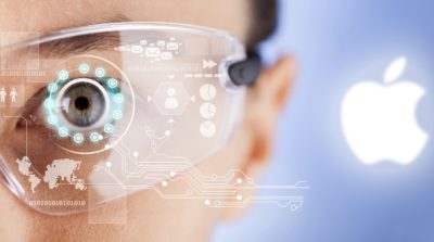 mock up of apple ar glasses with logo tech