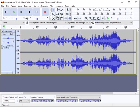 Screenshots of the audacity song studio