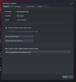 A screenshot showing the beta properties
