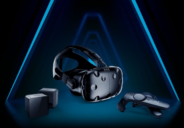 htc vive headset, sensors, and controllers