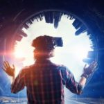 man in vr headset looking into portal future of vr