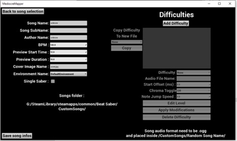 Screenshot of the mediocre mapper song selection screen