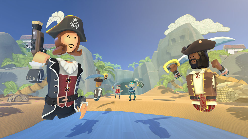 pirates standing on the road in the free rec room vr game