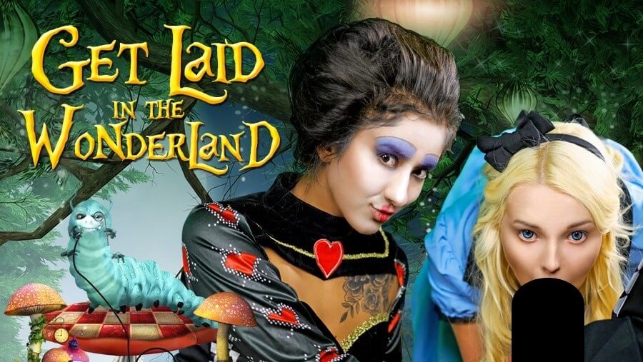 Box image for Get Laid in the Wonderland with two women dressed as Alice in Wonderland characters