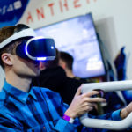 guy in a Playstation VR headset