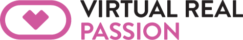 The VR Passion logo with Pink and black lettering.