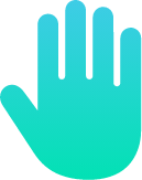 blue green palm of the hand icon