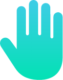 blue green palm of the hand icon