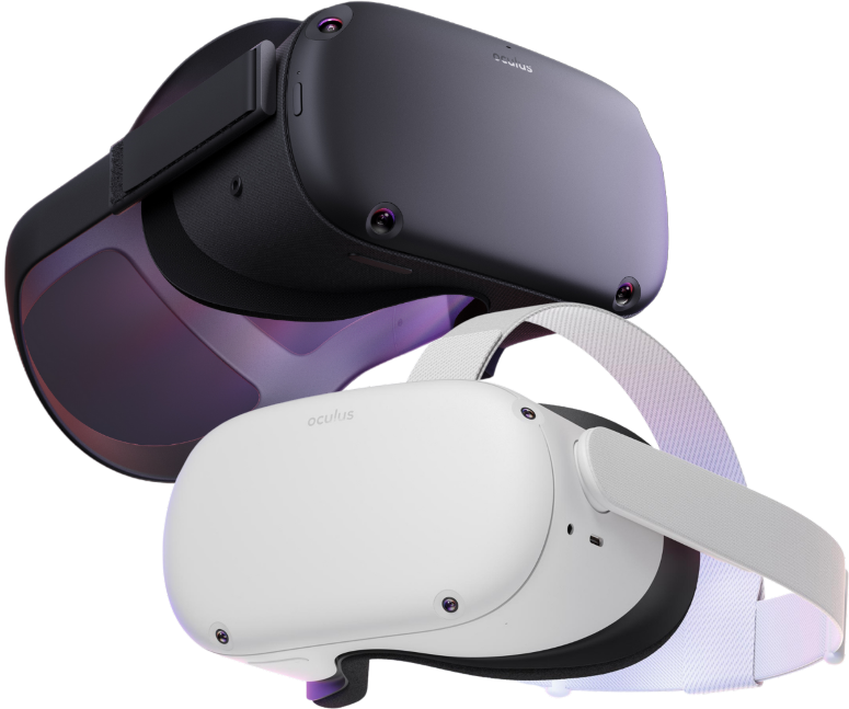 black and white Oculus Quest vr headsets