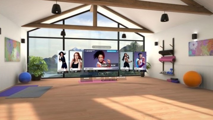 fitness app menu in vr