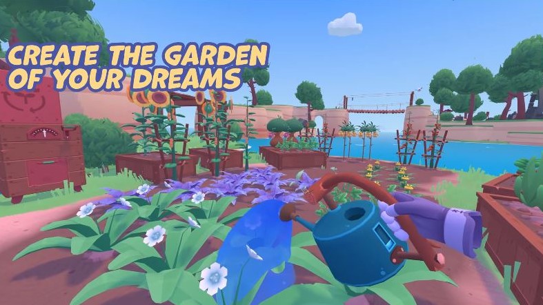 player watering plants in the garden in Garden of the Sea game