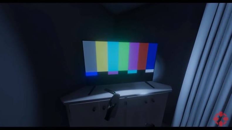 tv with color bars flashed on screen