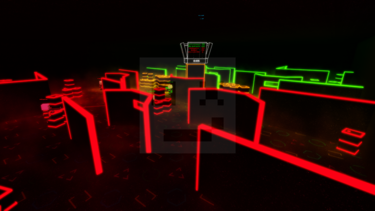 laser tag vr maze in red and green neon lights