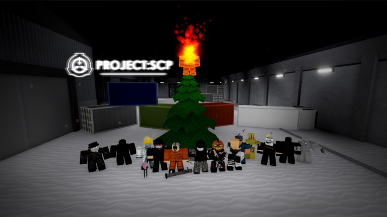 roblox vr avatars lining up in front of huge Christmas tree