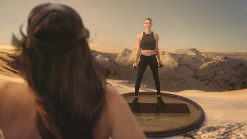 player facing a fitness instructor in vr
