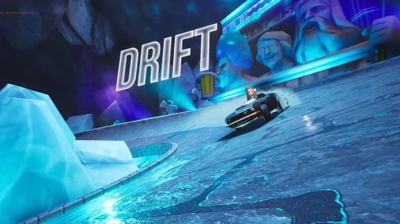 car with female driver drifting on ice in Dash Dash World