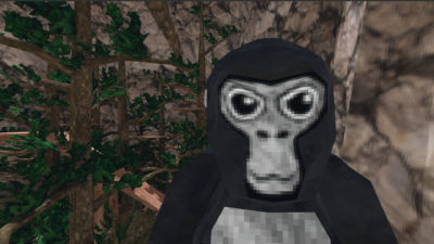 black gorilla in a vr forest in the free Gorilla tag game