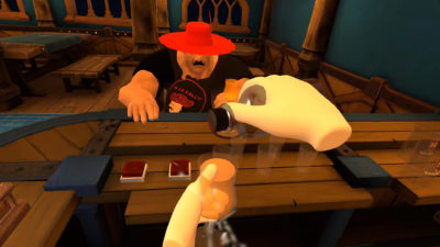 player preparing drinks for customer in the free Taphouse VR game