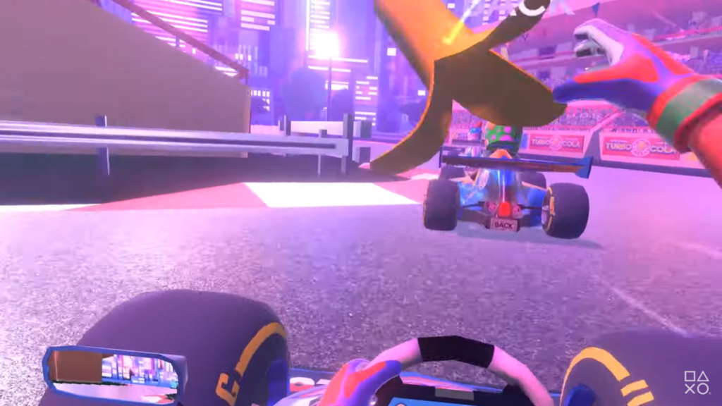 player racing against opponents in touring karts