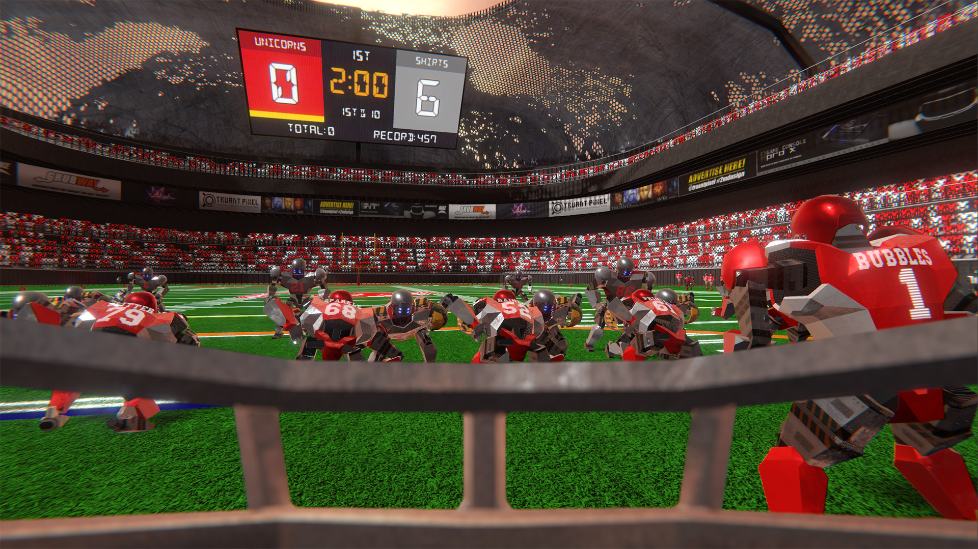players playing football in field of NFL VR 2md vr football evolution