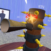 player punching stand punching bag with yellow spikes in crazy kung fu vr