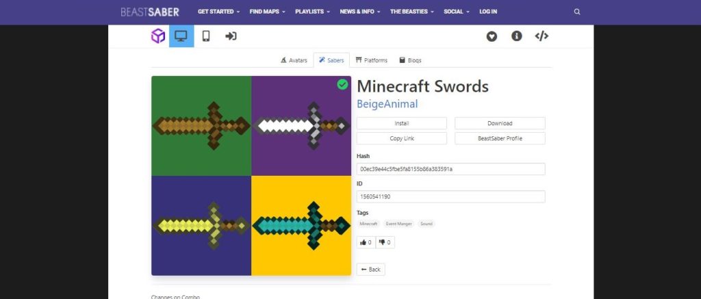 mod minecraft swords page screenshot