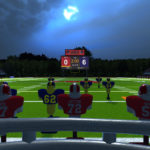 players playing football under the full moon in NFL VR 2MD VR Football Classic