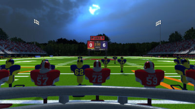 players playing football under the full moon in NFL VR 2MD VR Football Classic