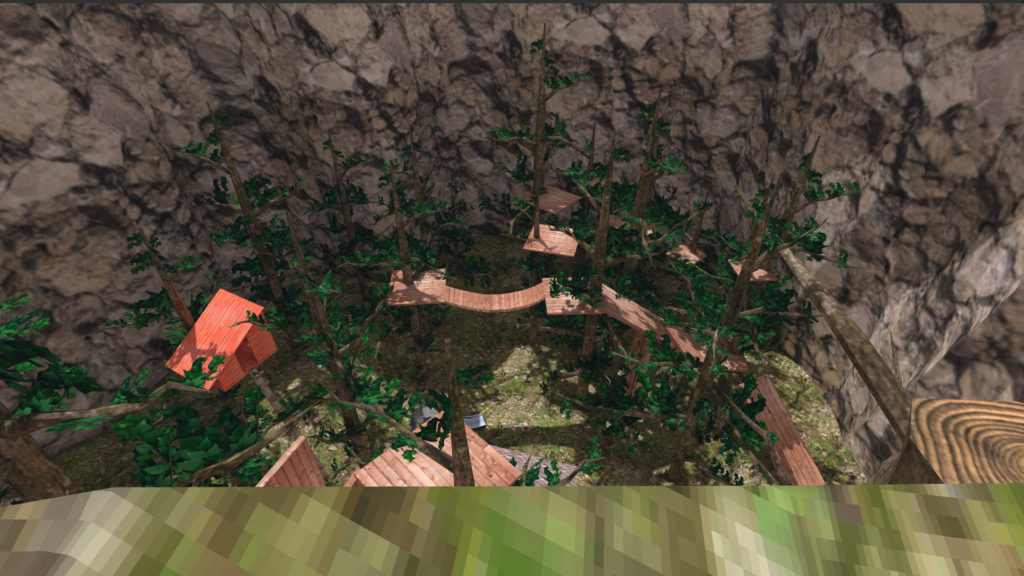 aerial view of platforms and trees on gorilla tag vr