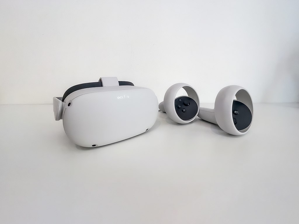 white oculus quest 2 headset and controllers