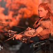 Aloy holding bow and arrow in horizon zero dawn