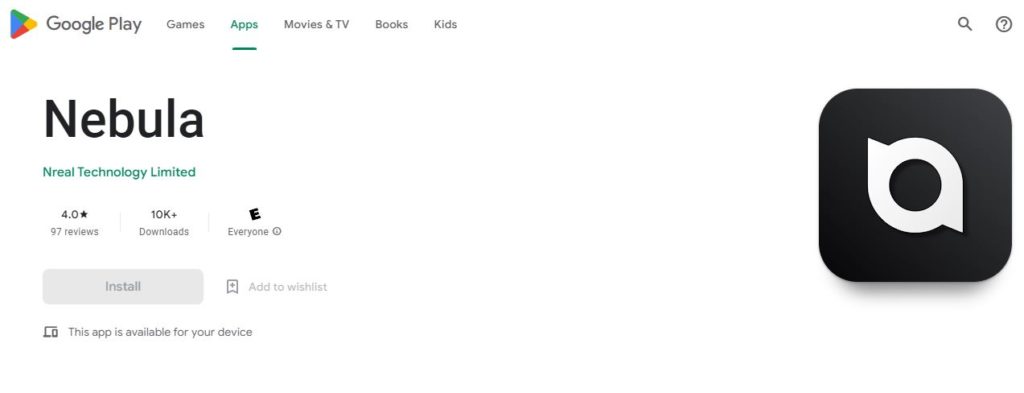 Nebula application in Google PlayStore