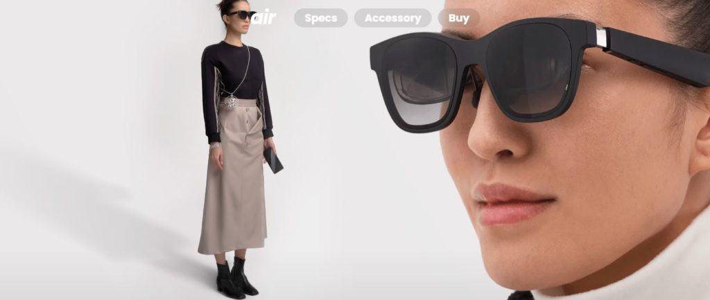 woman wearing Nreal Air glasses