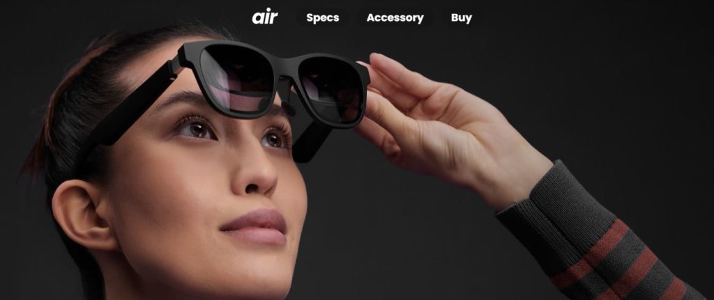 woman wearing Nreal Air glasses