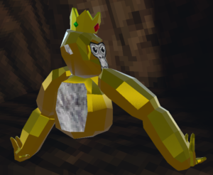yellow gorilla character with a crown
