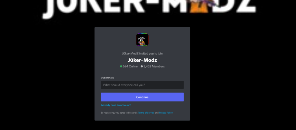 joker modz discord log in page
