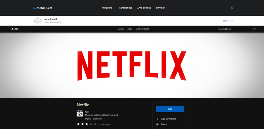 netflix vr oculus landing page