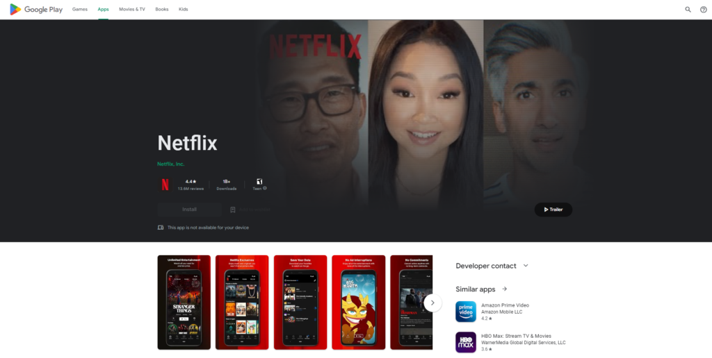 netflix vr app google play store page