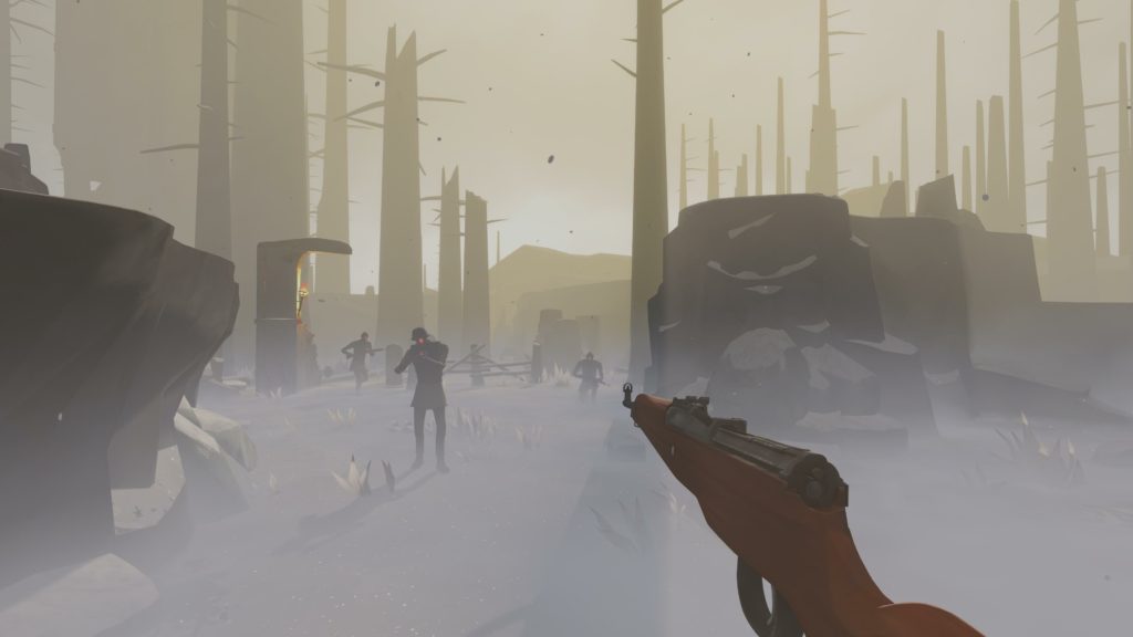 player holding a gun in light brigade game