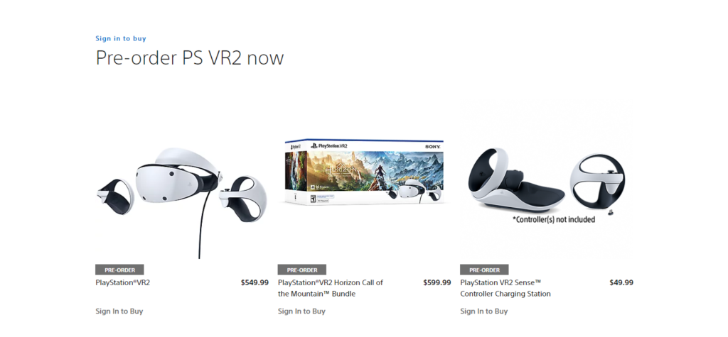 psvr2 pre-order product list