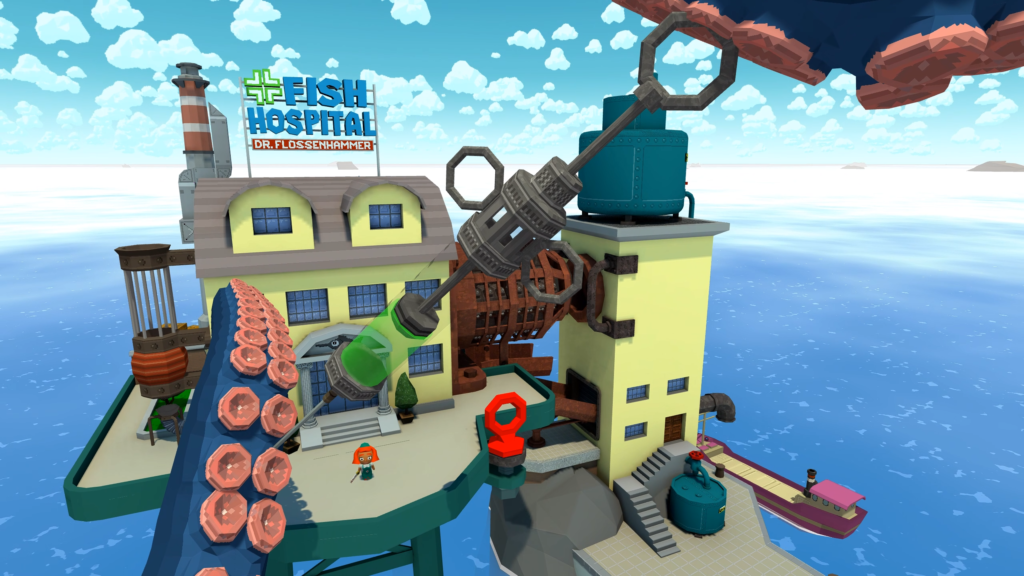 gaint tentacles approaching the fish hospital in tentacular game