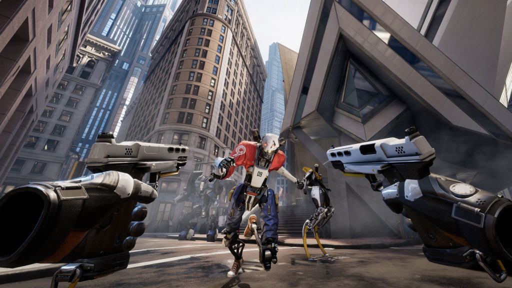 player shooting robot in robo recall