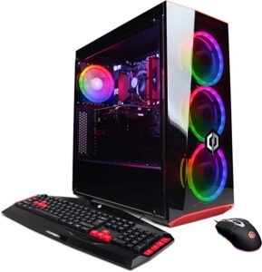 cyberpowerpc gamer xtreme vr gaming CPU, keyboard, and mouse