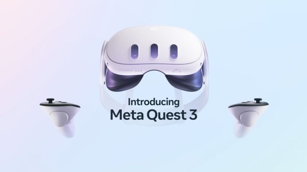 meta quest 3 vr headset and controllers