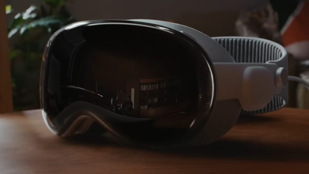 apple vision pro vr headset on top of a table